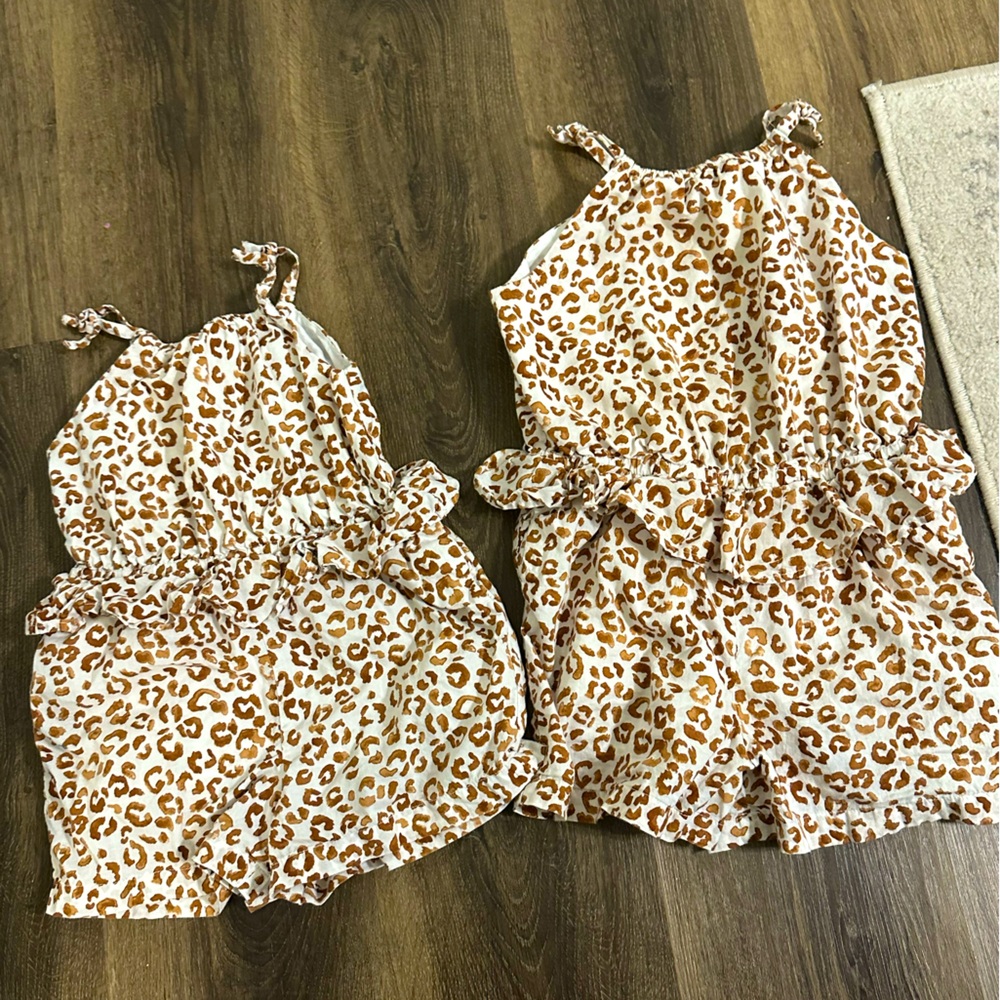 Janie and Jack Leopard Peplum Rompers